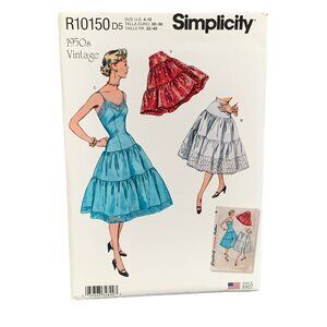 Simplicity Vintage 1950s Dress Pattern R10150 Size 4-12 Flirty & Fabulous